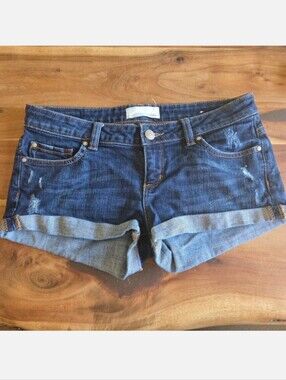 Garage Denim Distressed Cuffed Flirty Shorts Dark Wash-Festival- Size 5